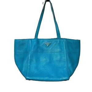 EUC - Prada Vitello Daino Tote Bag - turquoise